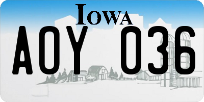 IA license plate AOY036
