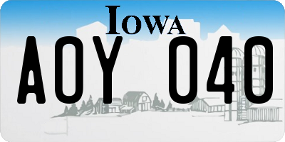 IA license plate AOY040