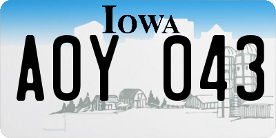 IA license plate AOY043