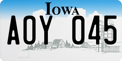 IA license plate AOY045