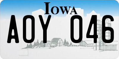 IA license plate AOY046
