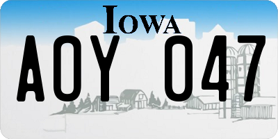 IA license plate AOY047
