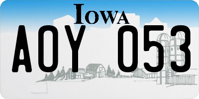 IA license plate AOY053