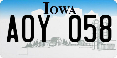 IA license plate AOY058