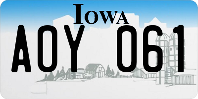IA license plate AOY061