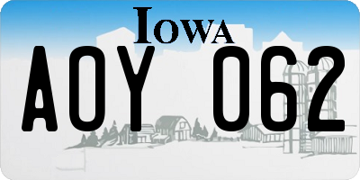 IA license plate AOY062