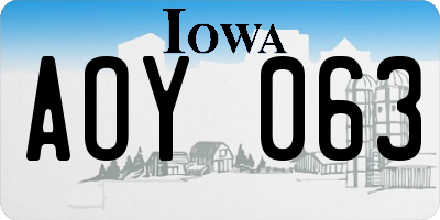 IA license plate AOY063