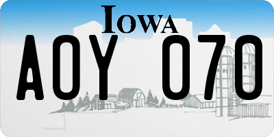 IA license plate AOY070