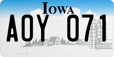 IA license plate AOY071