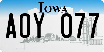 IA license plate AOY077