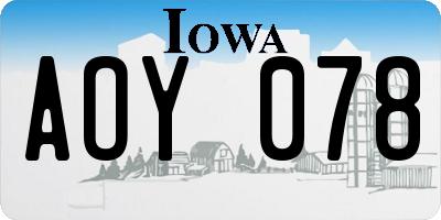 IA license plate AOY078