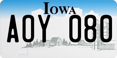 IA license plate AOY080
