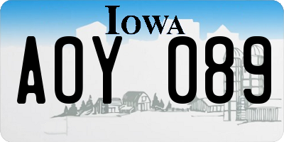 IA license plate AOY089
