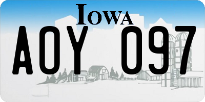 IA license plate AOY097