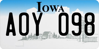 IA license plate AOY098