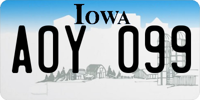 IA license plate AOY099