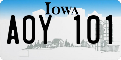 IA license plate AOY101
