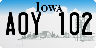 IA license plate AOY102