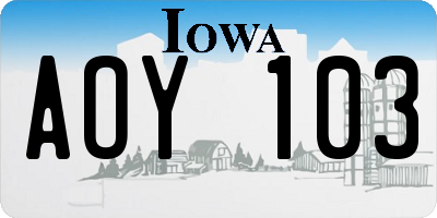 IA license plate AOY103