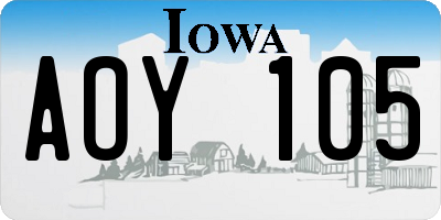 IA license plate AOY105