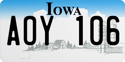 IA license plate AOY106