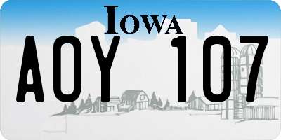 IA license plate AOY107