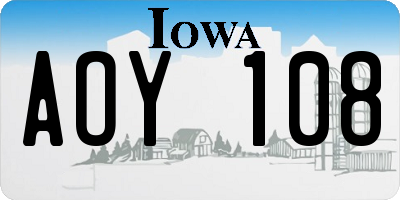 IA license plate AOY108