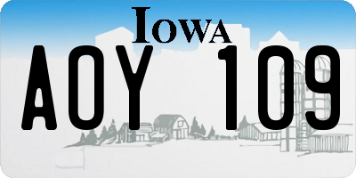 IA license plate AOY109