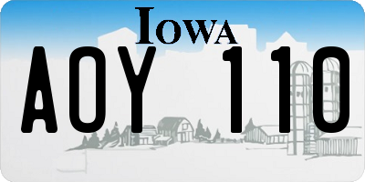 IA license plate AOY110