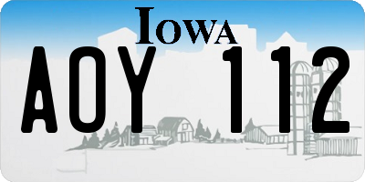 IA license plate AOY112