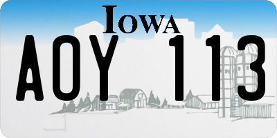 IA license plate AOY113