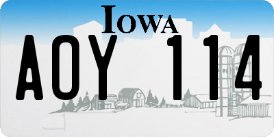 IA license plate AOY114