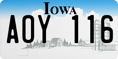 IA license plate AOY116