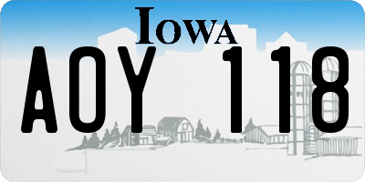 IA license plate AOY118