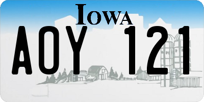IA license plate AOY121