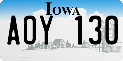IA license plate AOY130