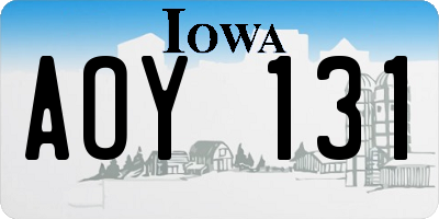 IA license plate AOY131