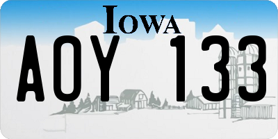 IA license plate AOY133