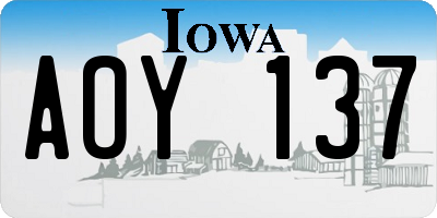IA license plate AOY137