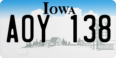 IA license plate AOY138