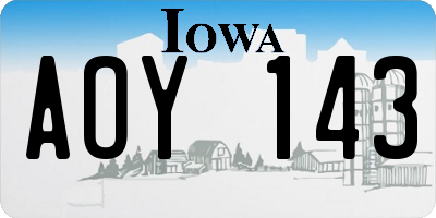IA license plate AOY143
