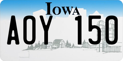 IA license plate AOY150