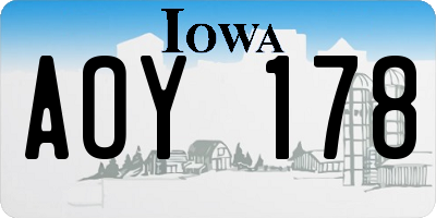 IA license plate AOY178