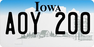 IA license plate AOY200