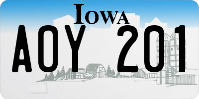 IA license plate AOY201