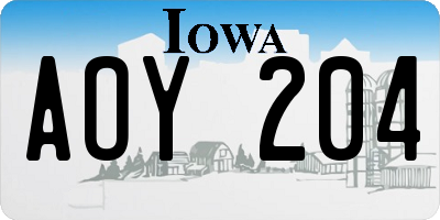 IA license plate AOY204
