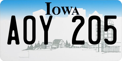 IA license plate AOY205