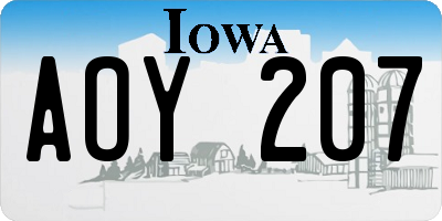 IA license plate AOY207