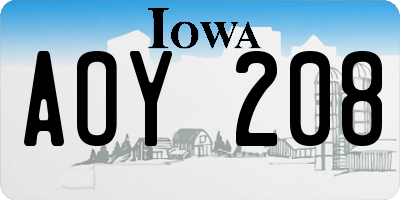 IA license plate AOY208