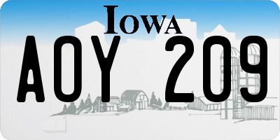 IA license plate AOY209